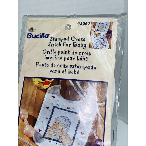 2 Bucilla Baby Bib Duck & Bunny Stamped Cross Stitch Kit 43067 Daisy Kingdom NEW - Picture 2 of 7